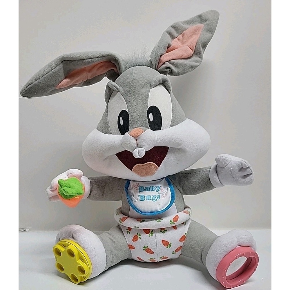 1995 TYCO Looney Tunes Lovables Baby Bugs Bunny Plush‎ Toy Mirror Squeaks